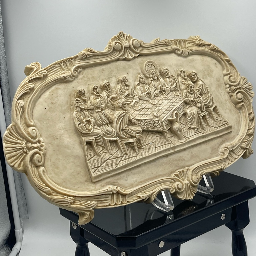 Vintage Religious Christianity Wall Art: “Jesus The Last Supper” Resin 3D Plaque